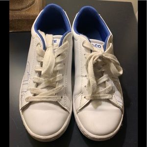 Boys Lacoste blue white sneakers sz 13